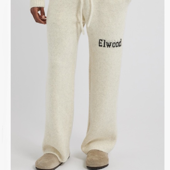 Elwood Other - Elwood Intarsia Wide-Leg Snow White Knit Mohair Sweatpants Men’s Size X-Large